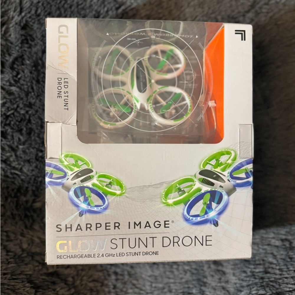 Sharper Image LED Stunt Drone with Green and Blue Highlights